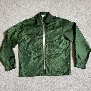 Vintage 60s 70s Bonner Green Windbreaker Full Zip Talon Blank Jacket USA Men M